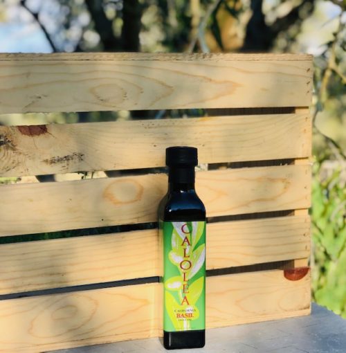 bottle of basil olive oil